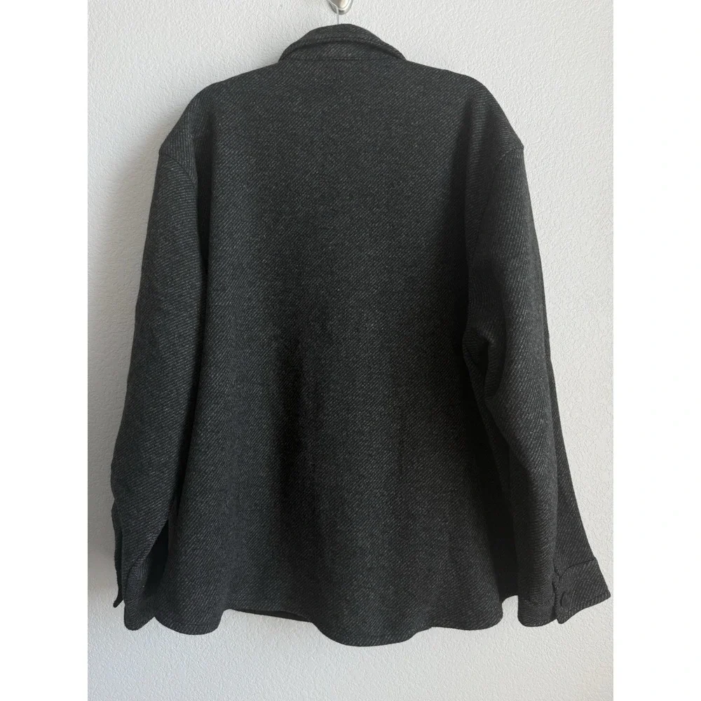 Banana Republic Charcoal Black Herringbone Tweed Shacket Shirt Jacket Men's XXL